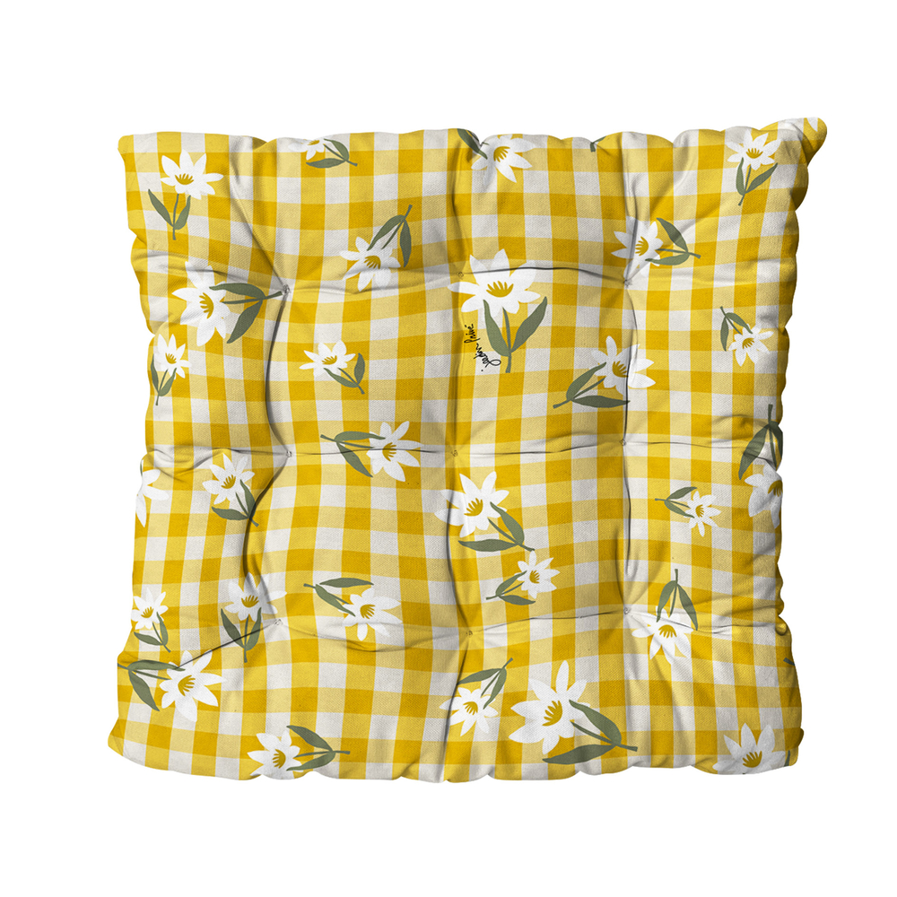 Assise de fauteuil matelassée Clémentine, coloris jaune