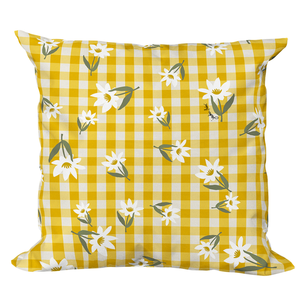 Coussin motif Clémentine, coloris jaune - 40x40cm