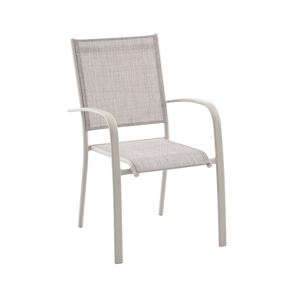Fauteuil de jardin empilable ARIES, coloris beige - L.62xH.90cm