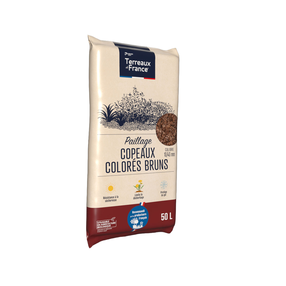 Copeaux colorés, paillage compatible agriculture biologique - 50L