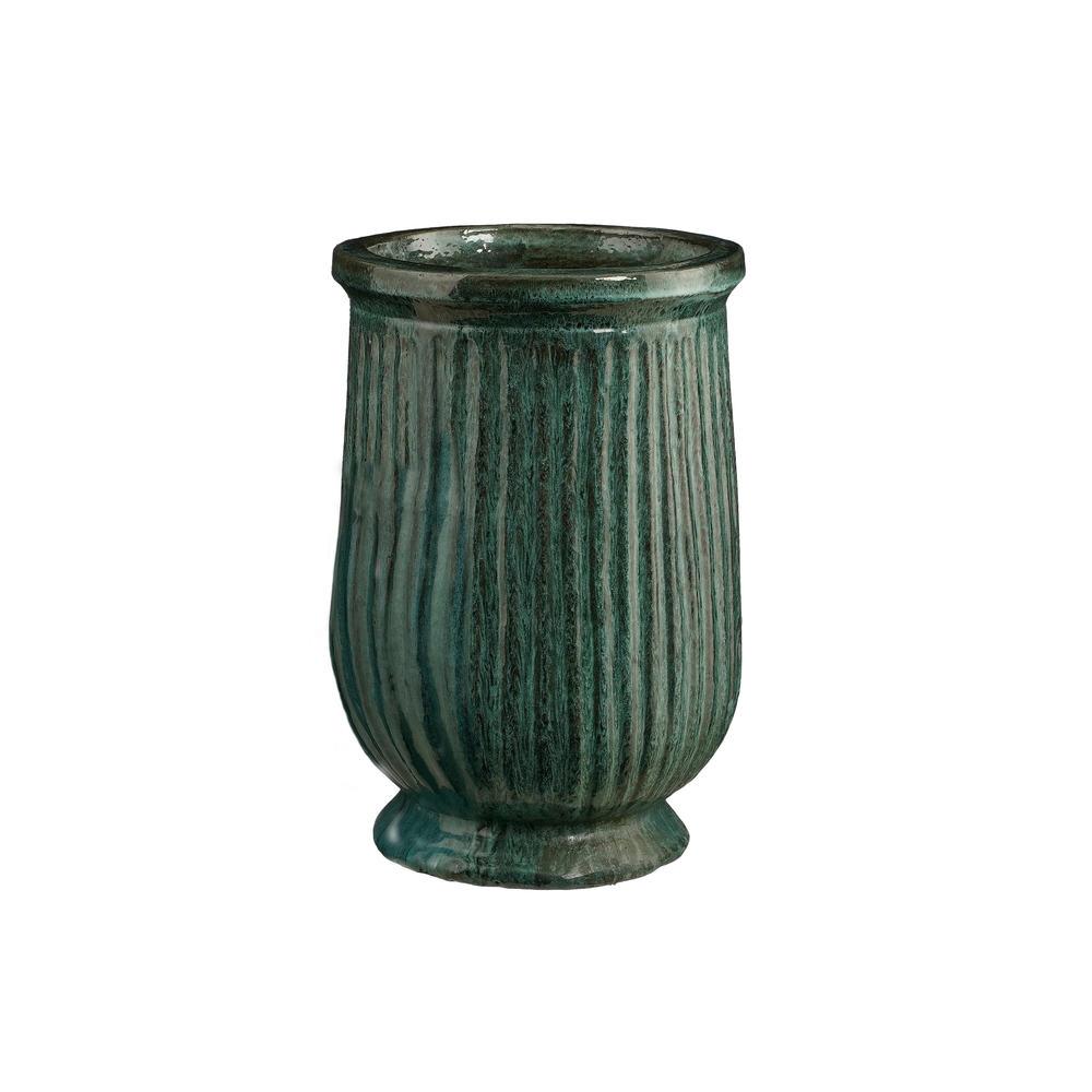 Pot Bauru rond en argile, coloris pétrole -H56xD37cm