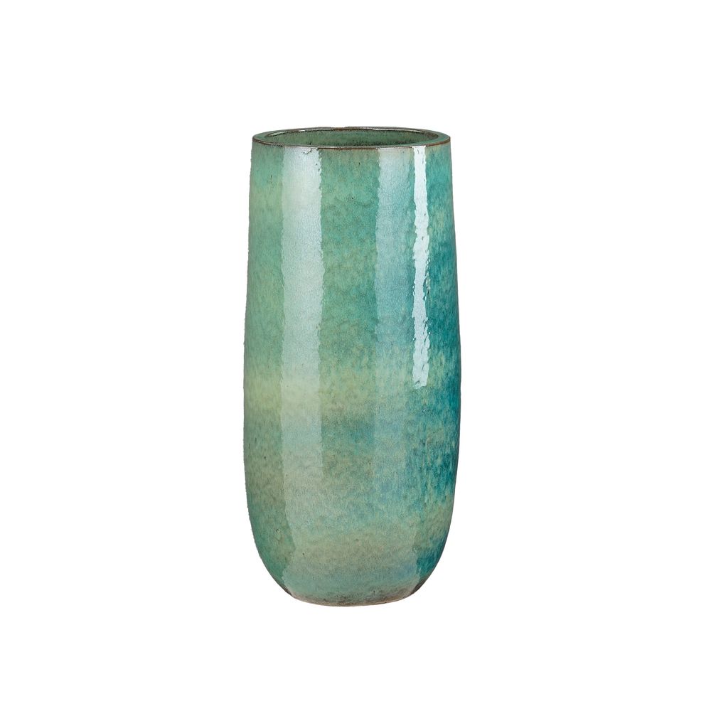 Pot Torino rond en céramique, coloris vert - H70xD33cm