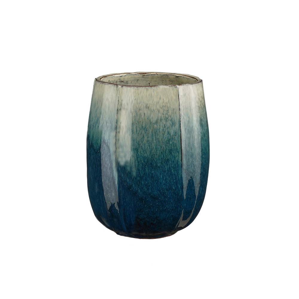 Pot Corsica rond en céramique, coloris pétrole - H55xD44cm