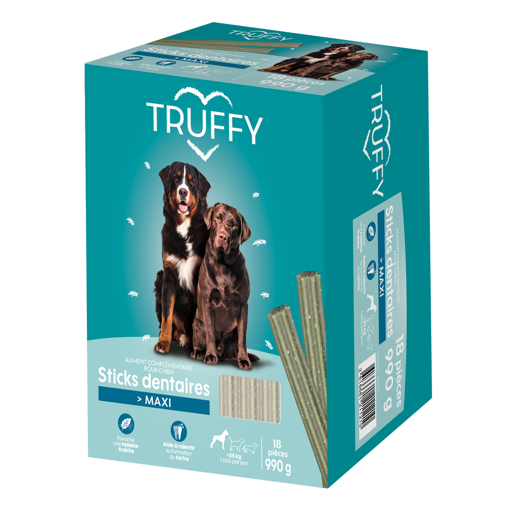 Sticks taille Maxi pour hygiène bucco-dentaire canine, 990g - 18 pcs