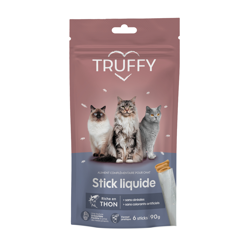 Sticks liquides au thon pour chat, sans céréales - 6x15g