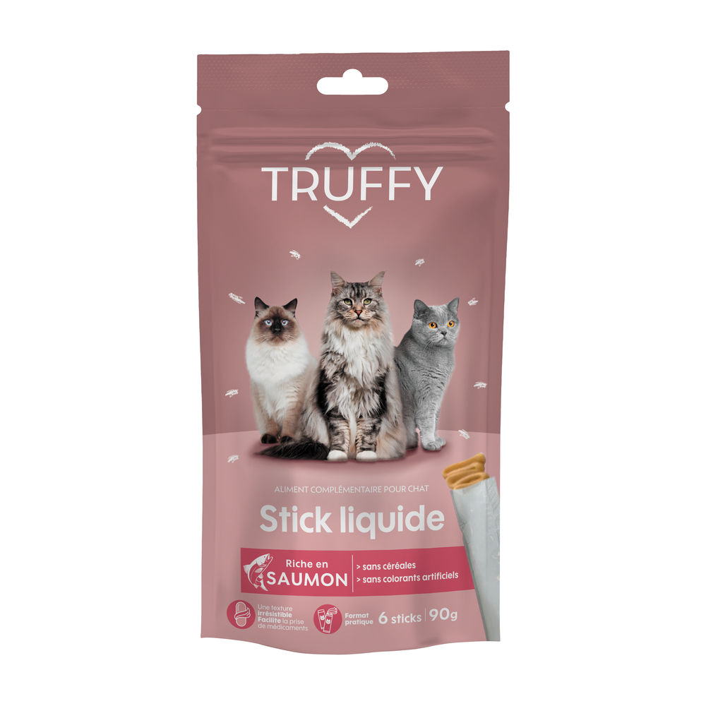 Sticks liquides au saumon pour chat, sans céréales - 6x15g