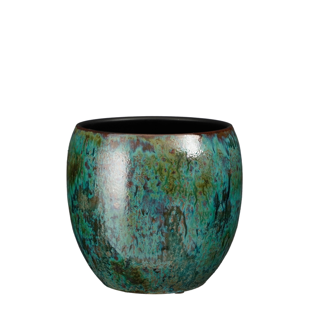 Cache-pot Loren en terre cuite, coloris bleu - H.24xD.24cm