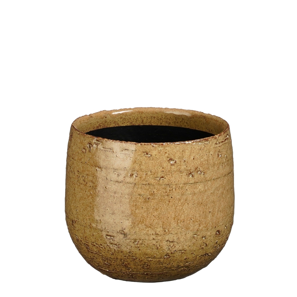 Cache-pot 'Nicolas', coloris marron clair - H.12xD.14cm