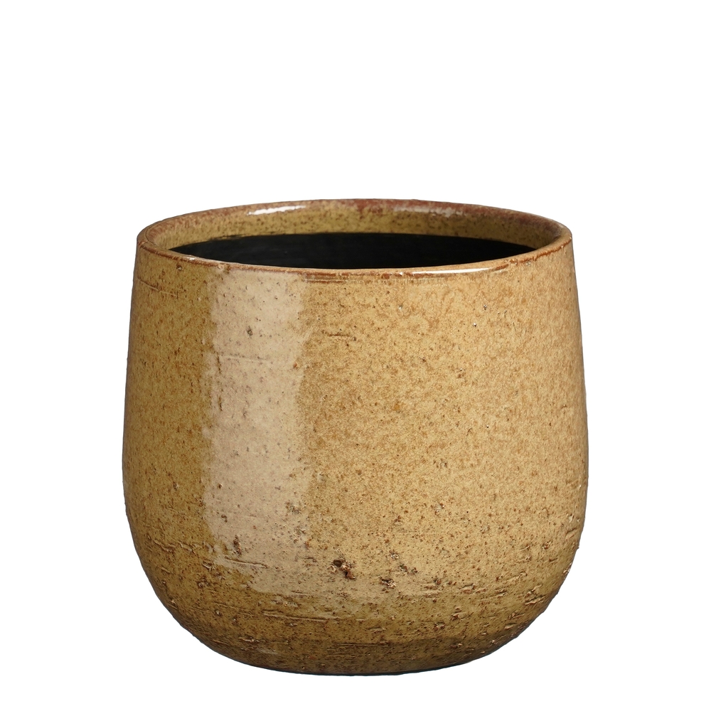 Cache-pot 'Nicolas', coloris marron clair - H.16xD.18cm