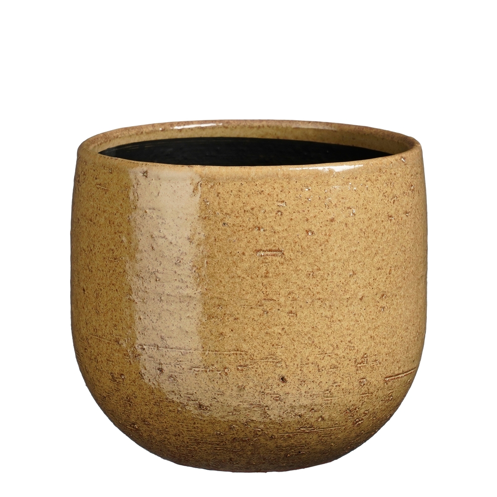 Cache-pot 'Nicolas', coloris marron clair - H.19xD.21cm