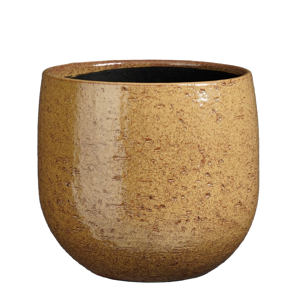 Cache-pot 'Nicolas', coloris marron clair - H.22xD.24cm
