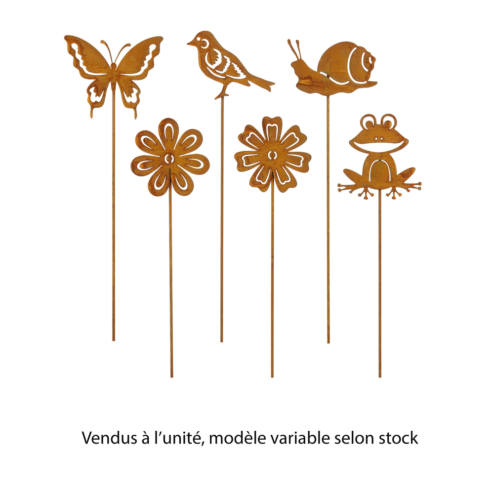 Pique de jardin en fer, modèles variables - H.40cm