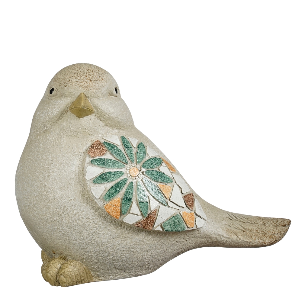Oiseau vert avec mosaïque - H.26cm