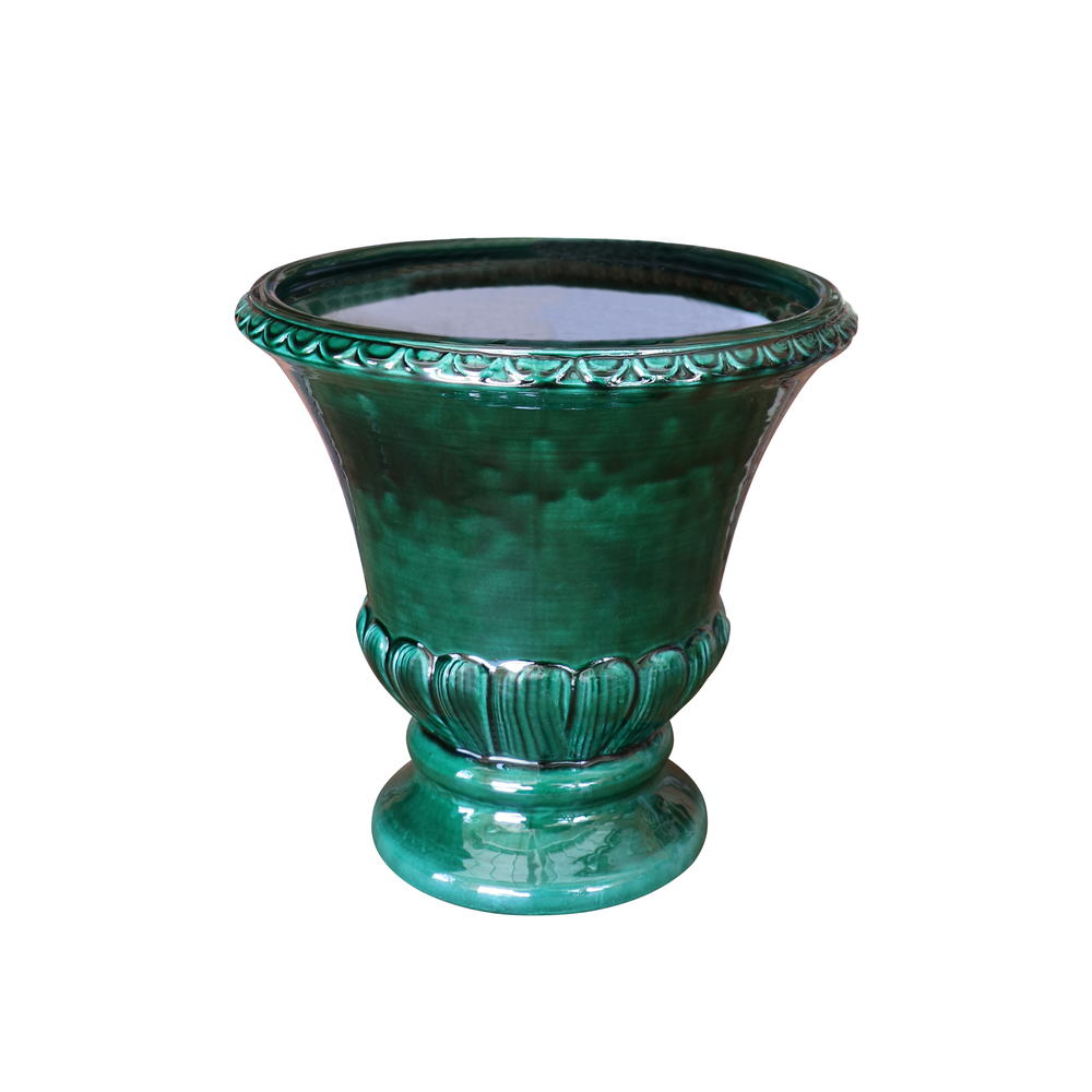 Pot Médicis en terre cuite émaillée, coloris jade - D.49xH.51cm