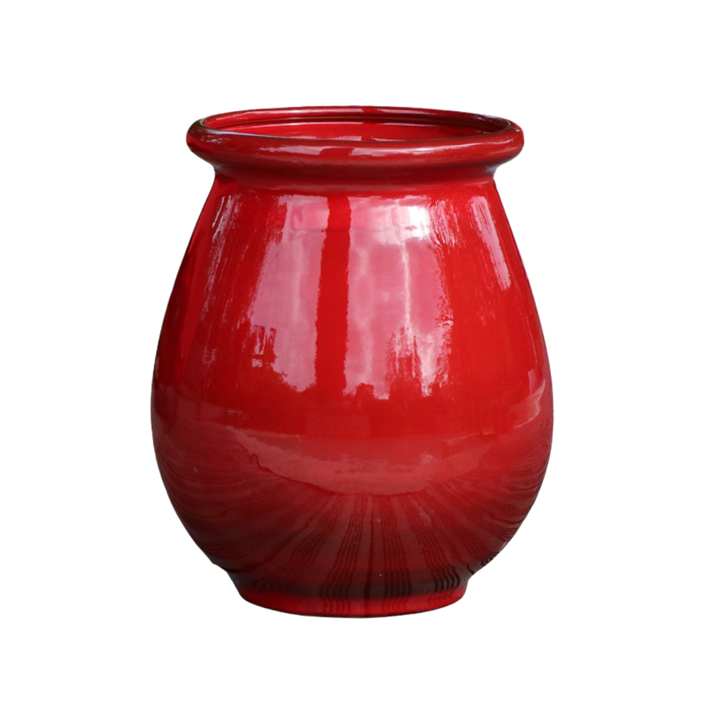 Jarre Provence, terre cuite émaillée, coloris coquelicot - D.23xH.41cm