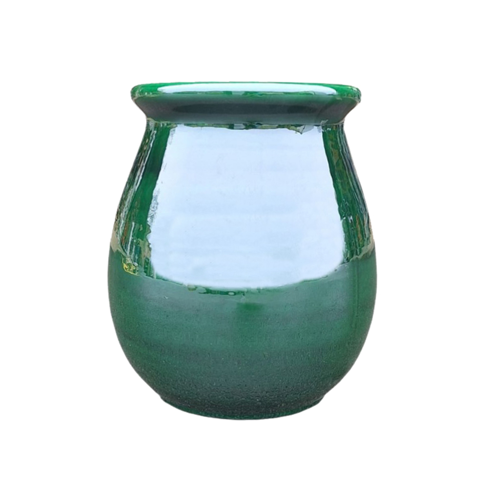 Jarre Provence en terre cuite émaillée, coloris jade - D.23xH.41cm