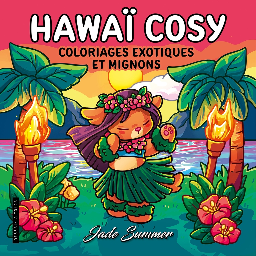 Livre de coloriage mignon 'Hawaï Cosy' - 40 illustrations