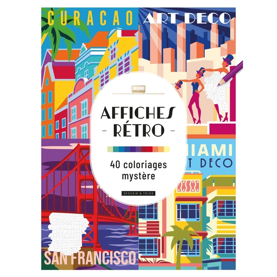40 coloriages mystères 'Affiches rétro'