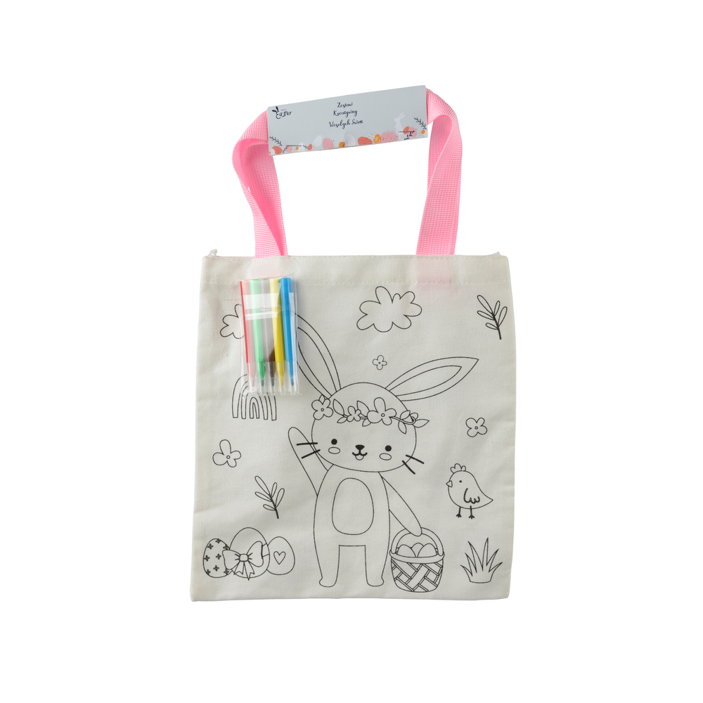 Sac cadeau 'Lapin' à colorier avec des feutres, en polyester