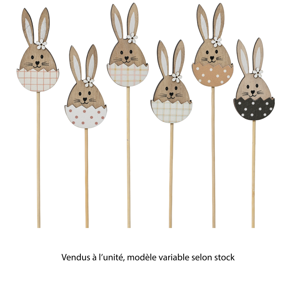 Pic décoratif : œuf/lapin de Pâques, modèles variables - H.29,5cm