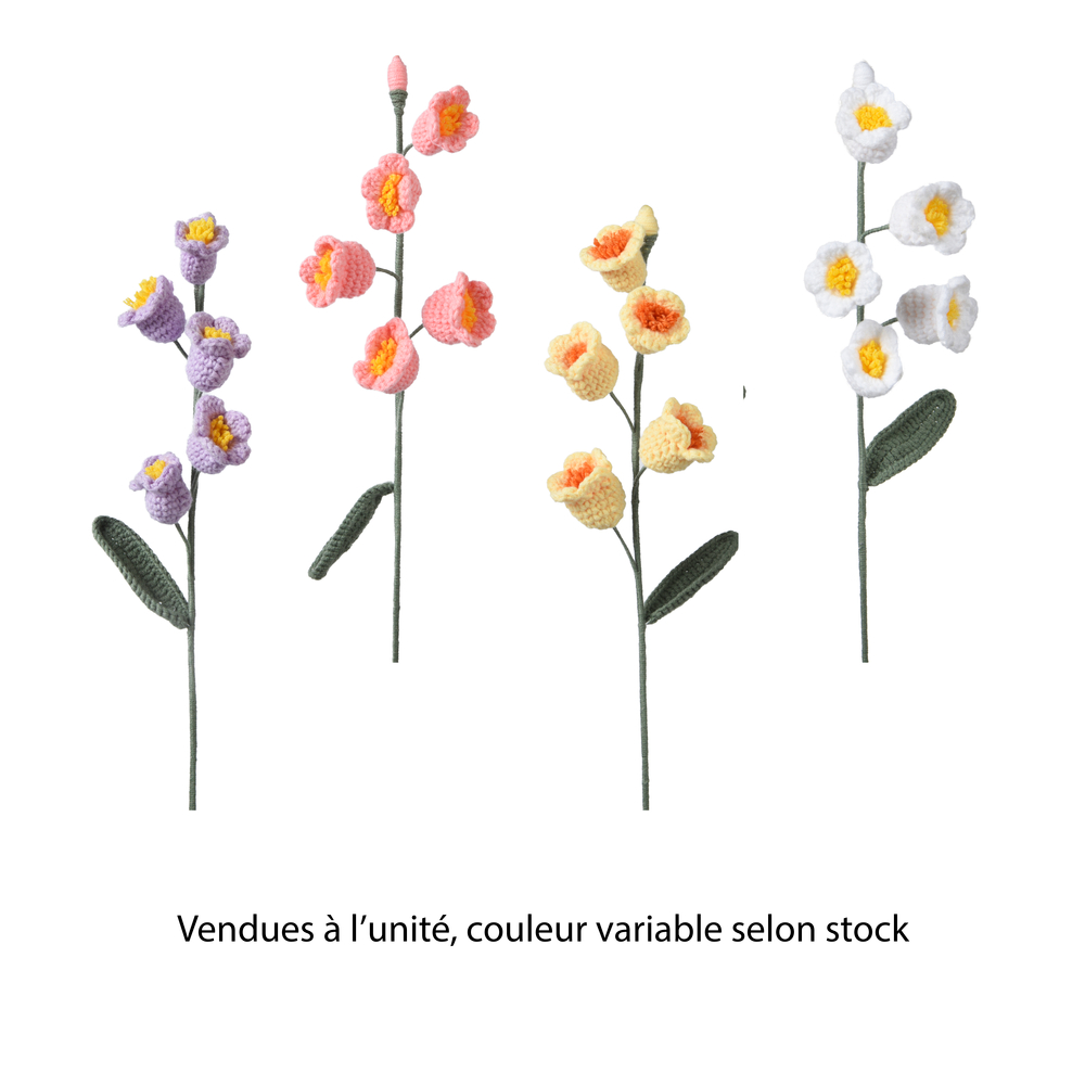 Muguet au crochet, coloris variables - H.43cm