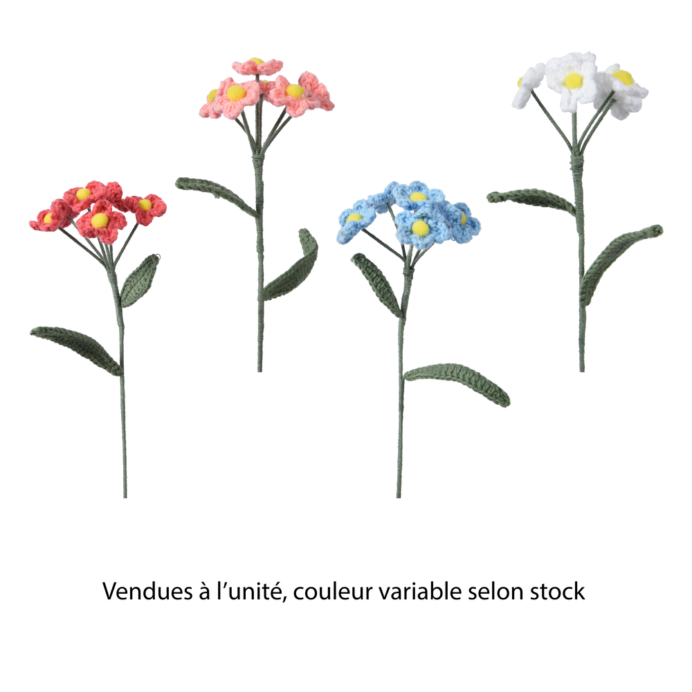 Fleur polyester tissée au crochet, coloris variables - H.36cm