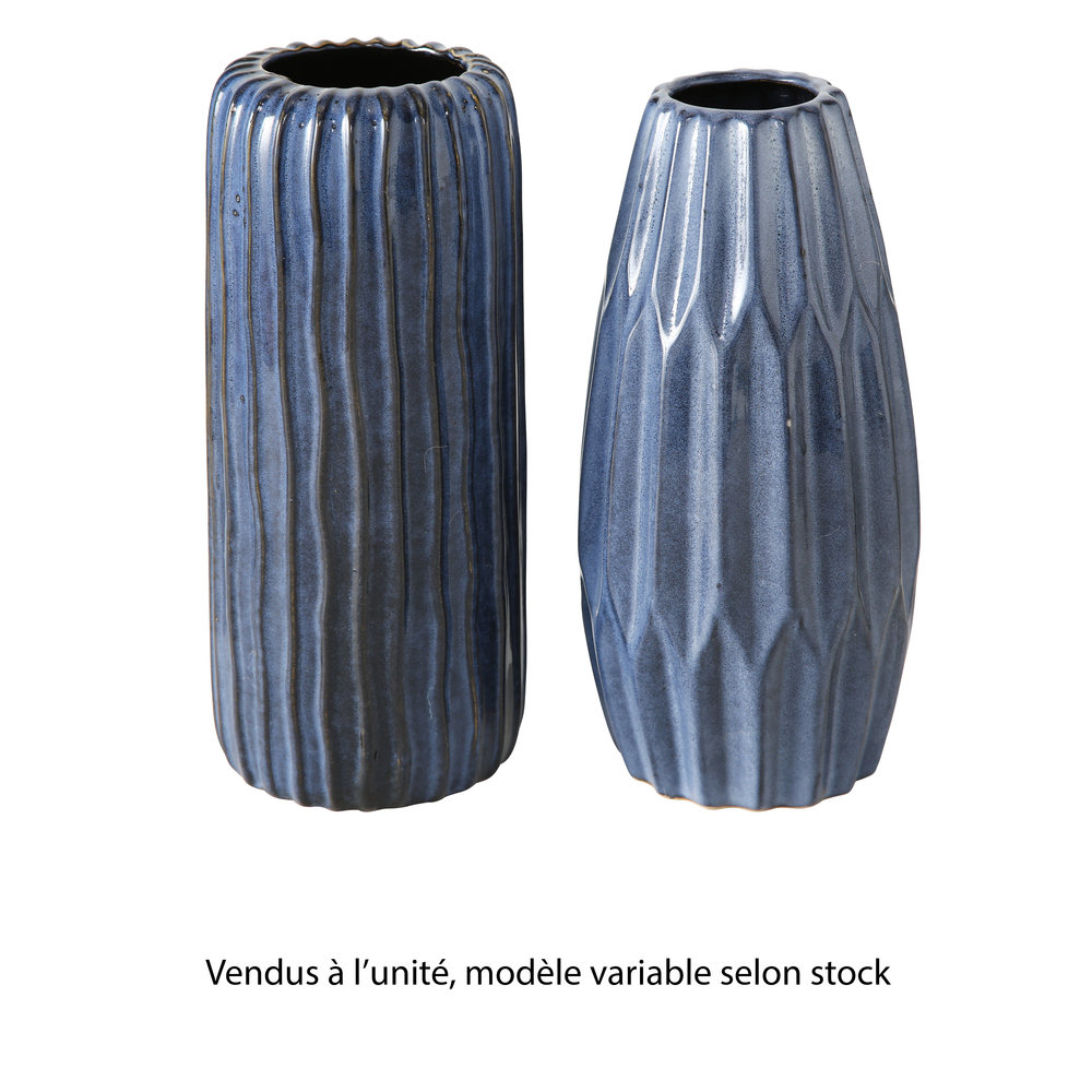 Vase 'Aquarel', coloris bleu marine - H.24cm