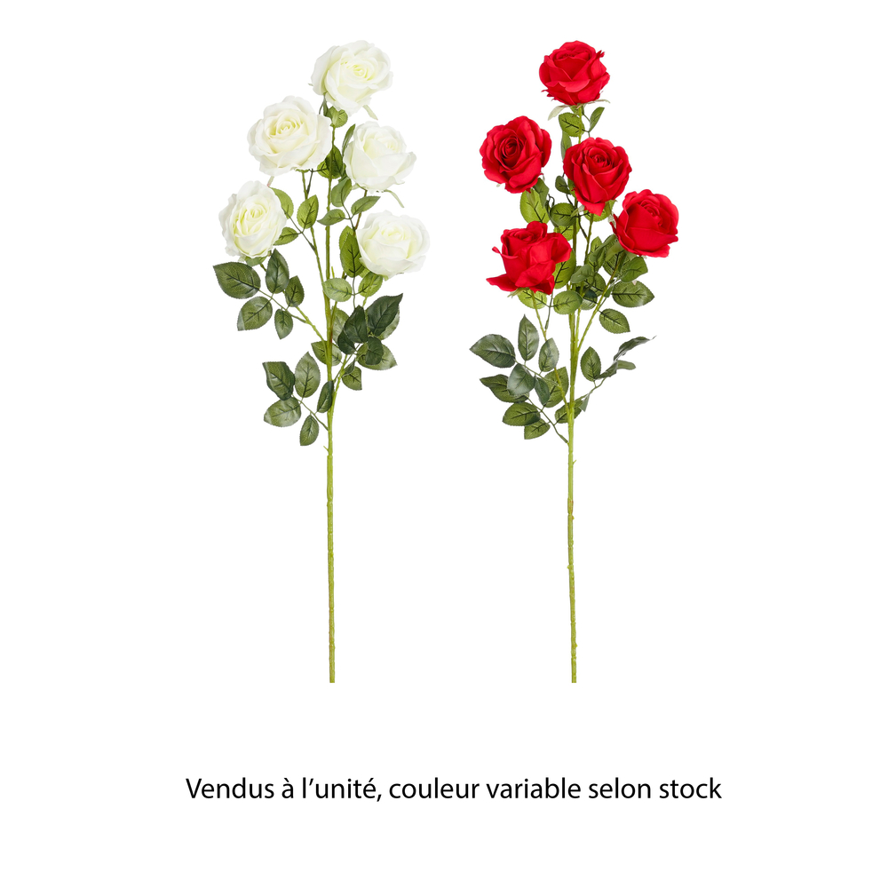 Fleur artificielle - Rose L.105cm - 2 coloris, rouge ou blanc