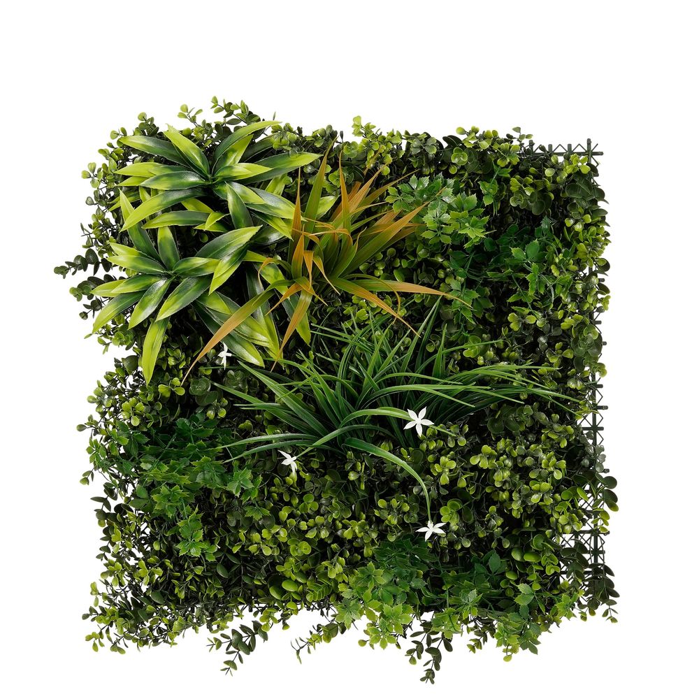 Mica decorations jardin vertical sauvage - panneau végétal vert mixte waterproof et résistant aux uv - décoration murale
