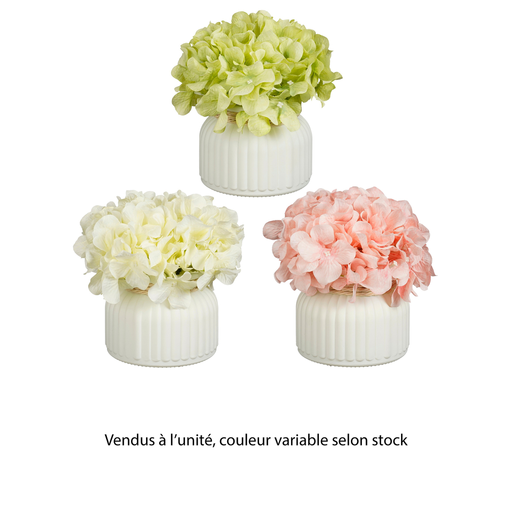 Plante artificielle - Hortensia pot D.17cm - 3 coloris disponibles