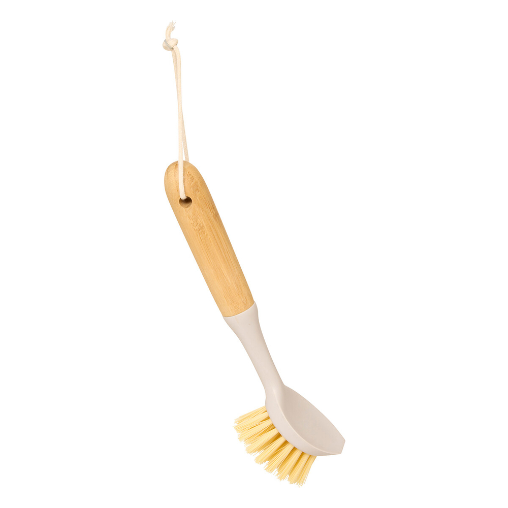 Brosse à vaisselle 'Wood & Clean', avec manche en bambou - H.22 cm