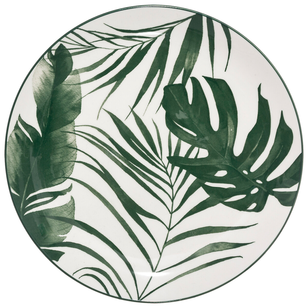 Assiette plate 'Palme', dessin vert - D.26cm