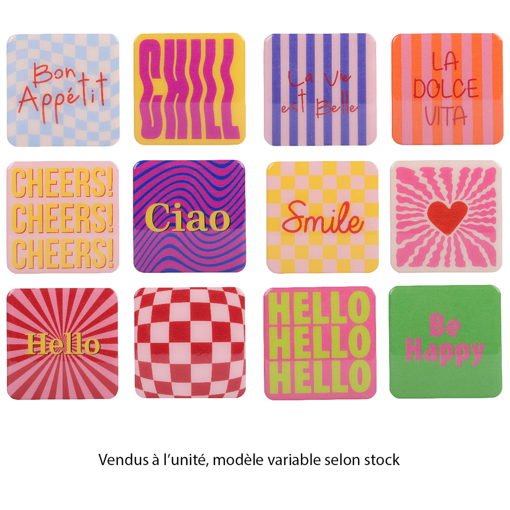 Dessous de verre coloré, modèles variables - L.35cm