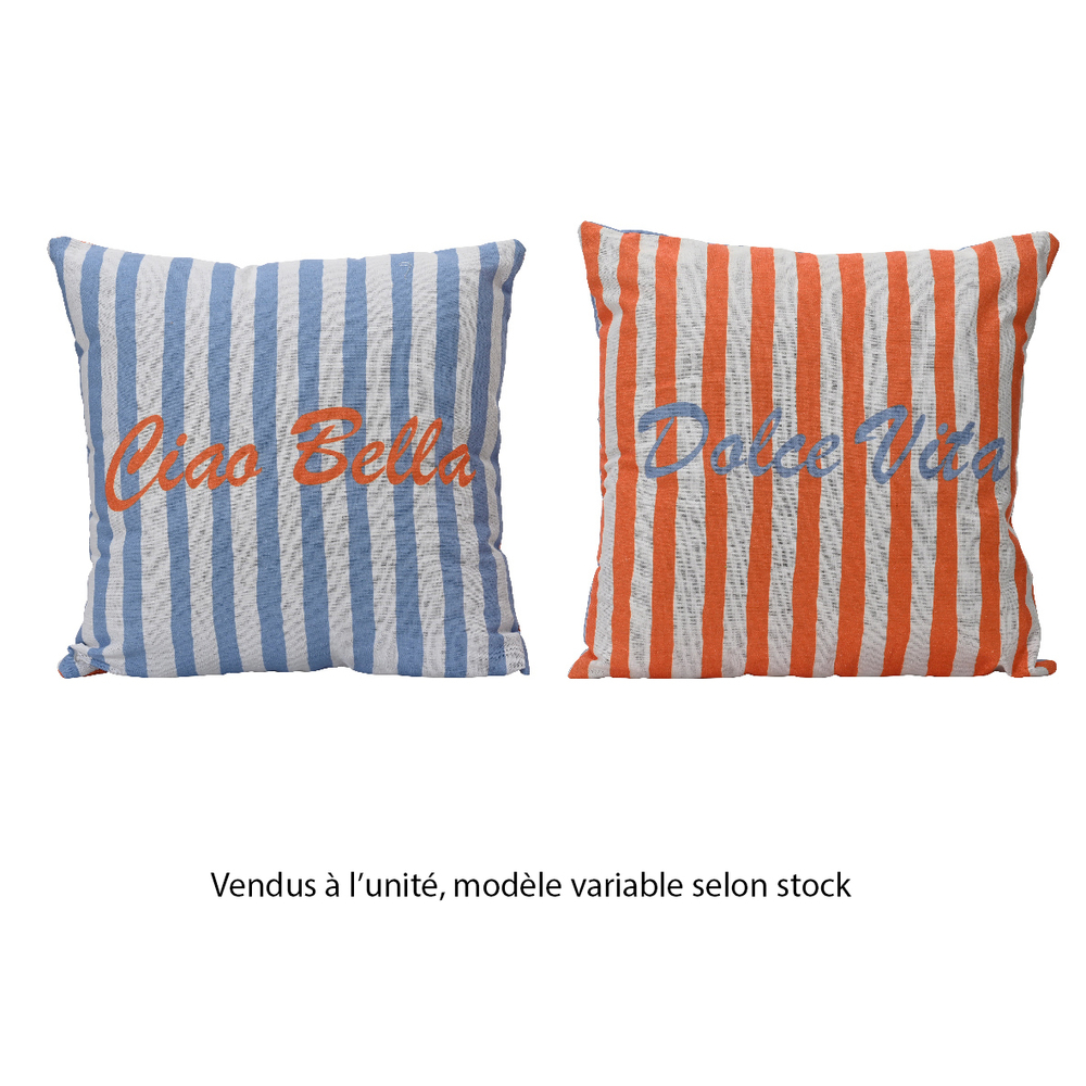 Coussin rayé coton polyester - coloris variable - 43x43cm