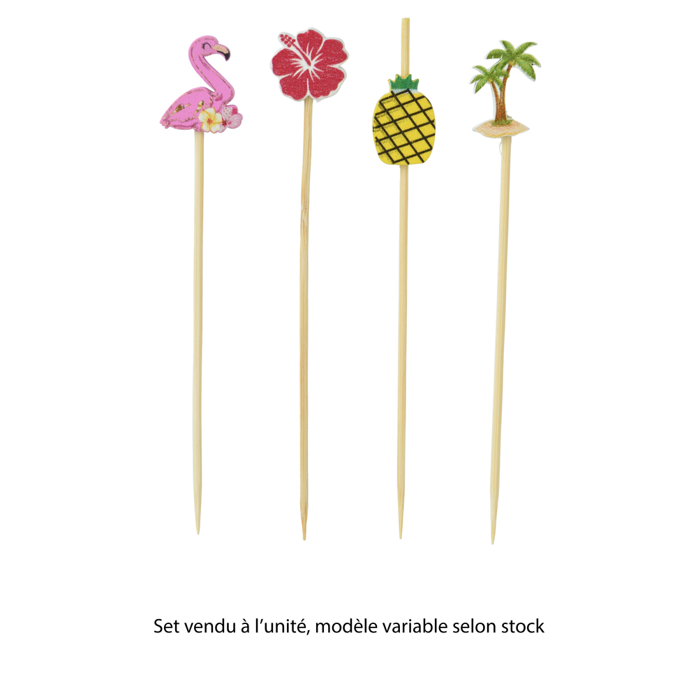 Lot de 20 piques en bambou, modèles variables
