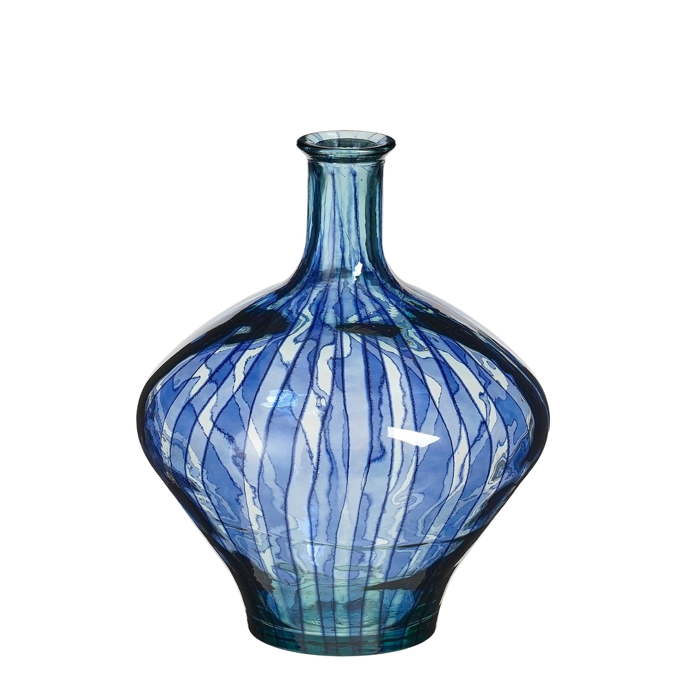 Vase en verre recyclé 'Palermo', coloris bleu - H.46cm
