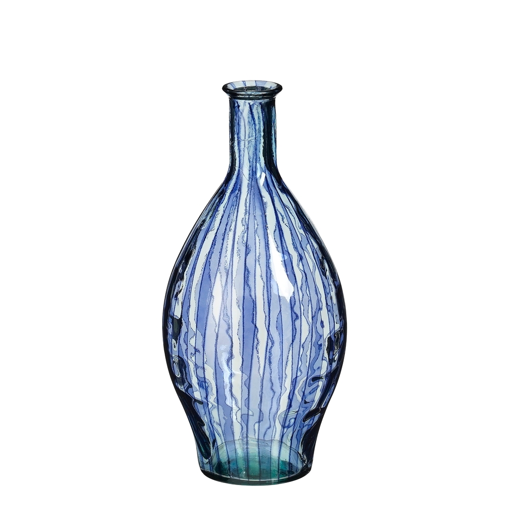 Vase en verre recyclé 'Palermo', coloris bleu - H.60cm