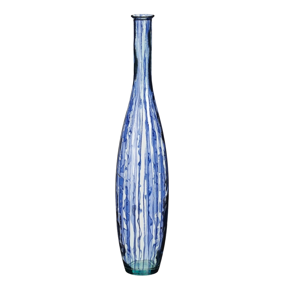 Vase en verre recyclé 'Palermo', coloris bleu - H.100cm