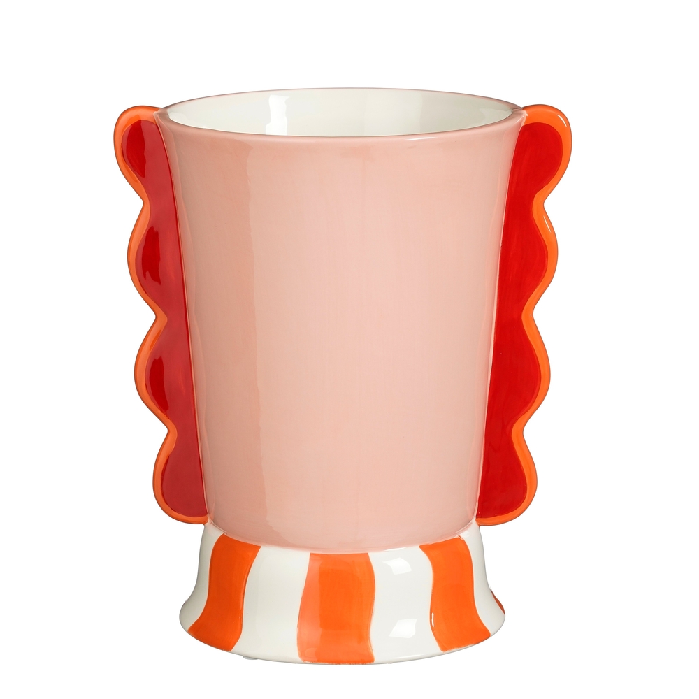 Vase décoratif rose, rouge et orange - H.22,5cm