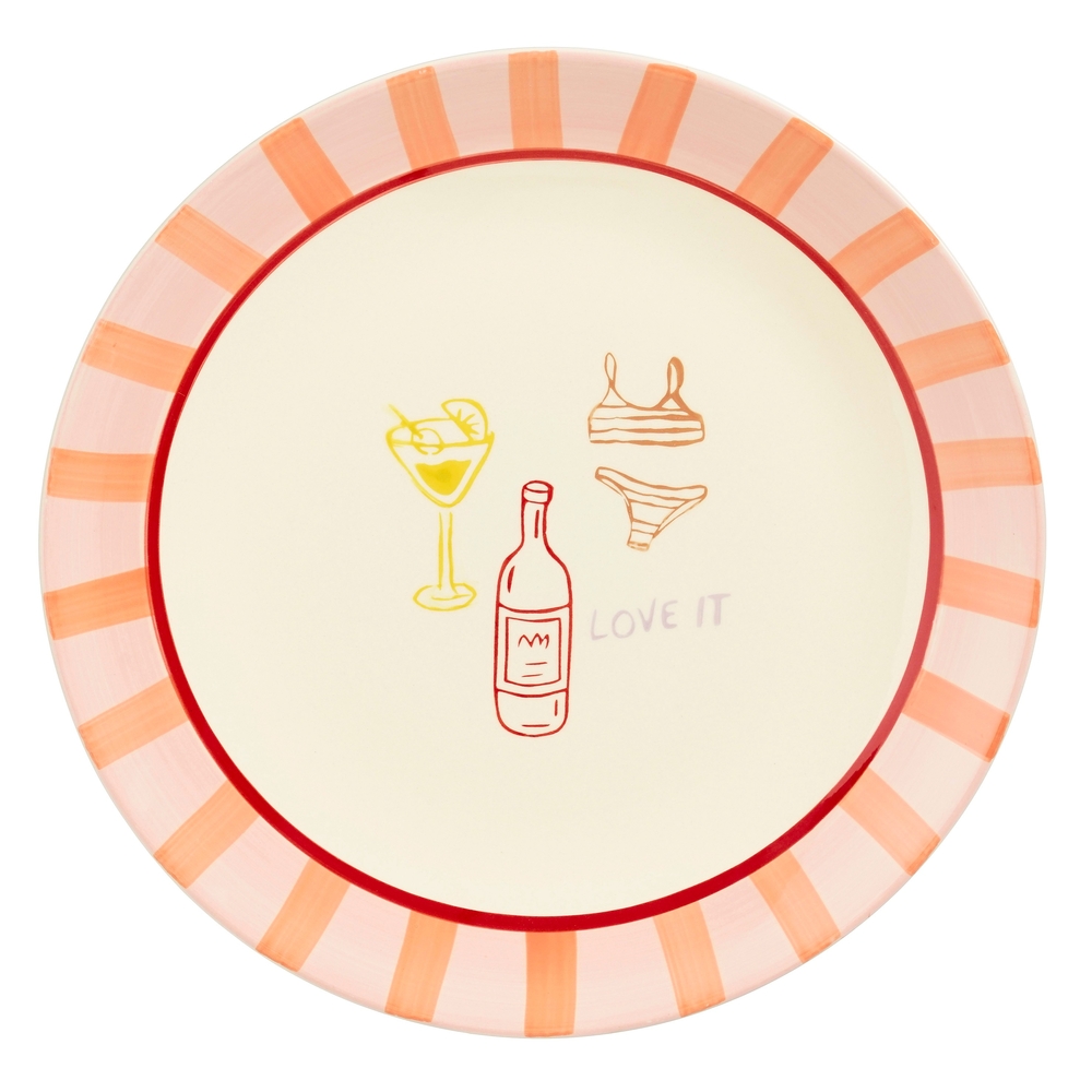 Plat 'Love it' en céramique, coloris orange clair - D.35,5cm