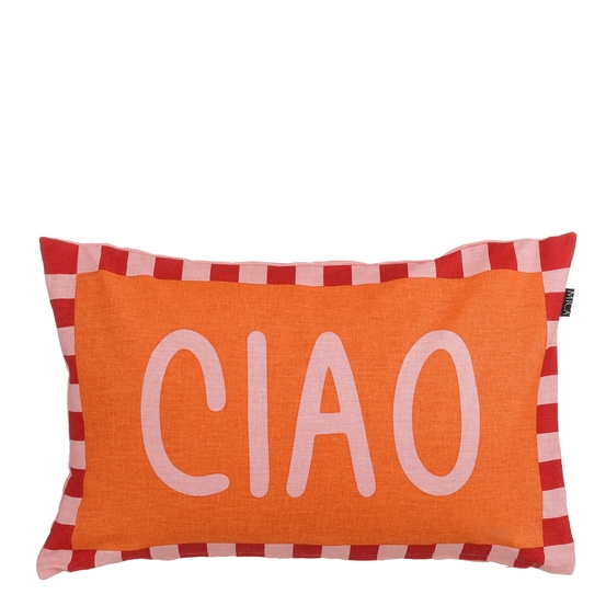 Coussin avec motif 'Ciao', coloris orange - L.55cm