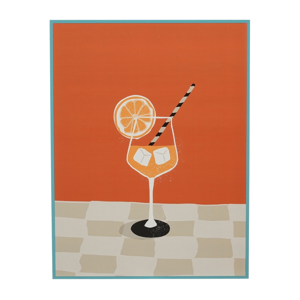 Cadre de décoration 'Cocktail', coloris orange - L.31cm