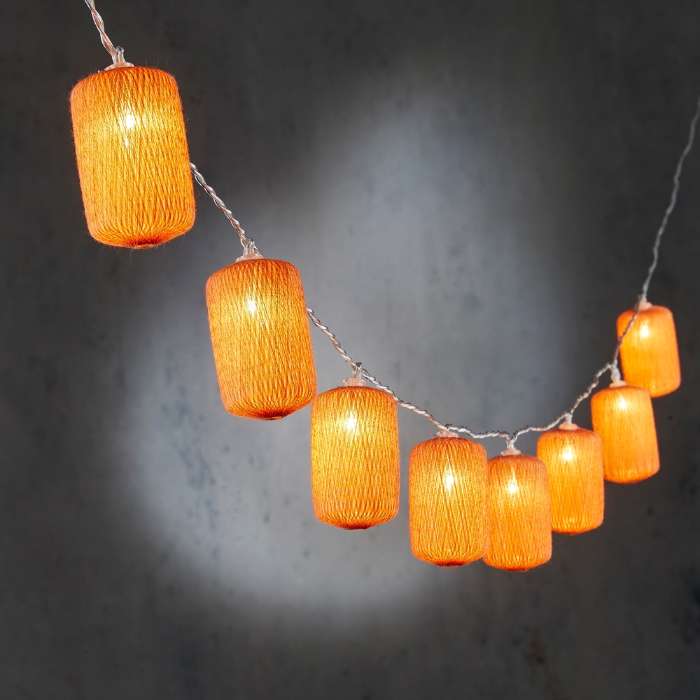 Guirlande lumineuse en lanterne, coloris orange - L.135cm