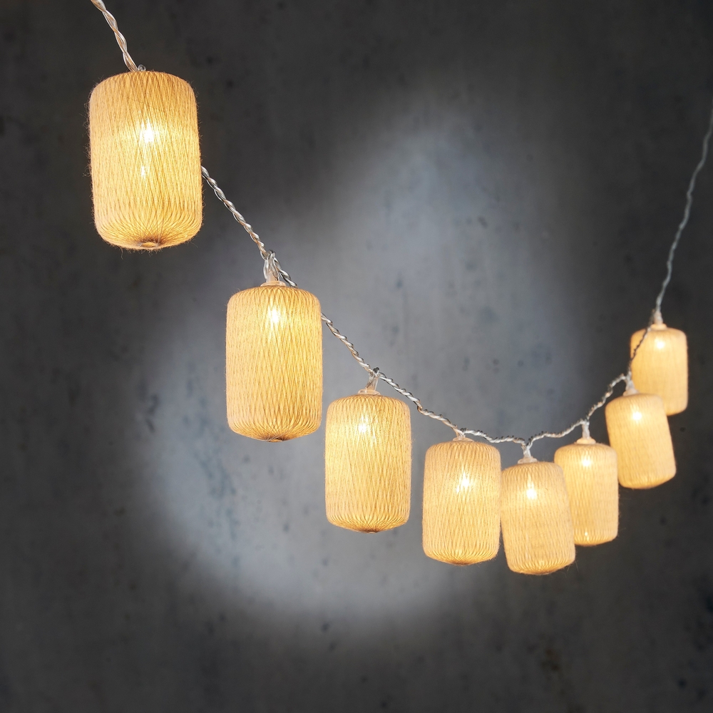 Guirlande lumineuse en lanterne, coloris beige - L.135cm