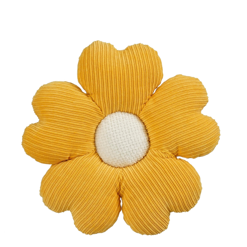 Coussin en forme de fleur, coloris jaune - D.33cm
