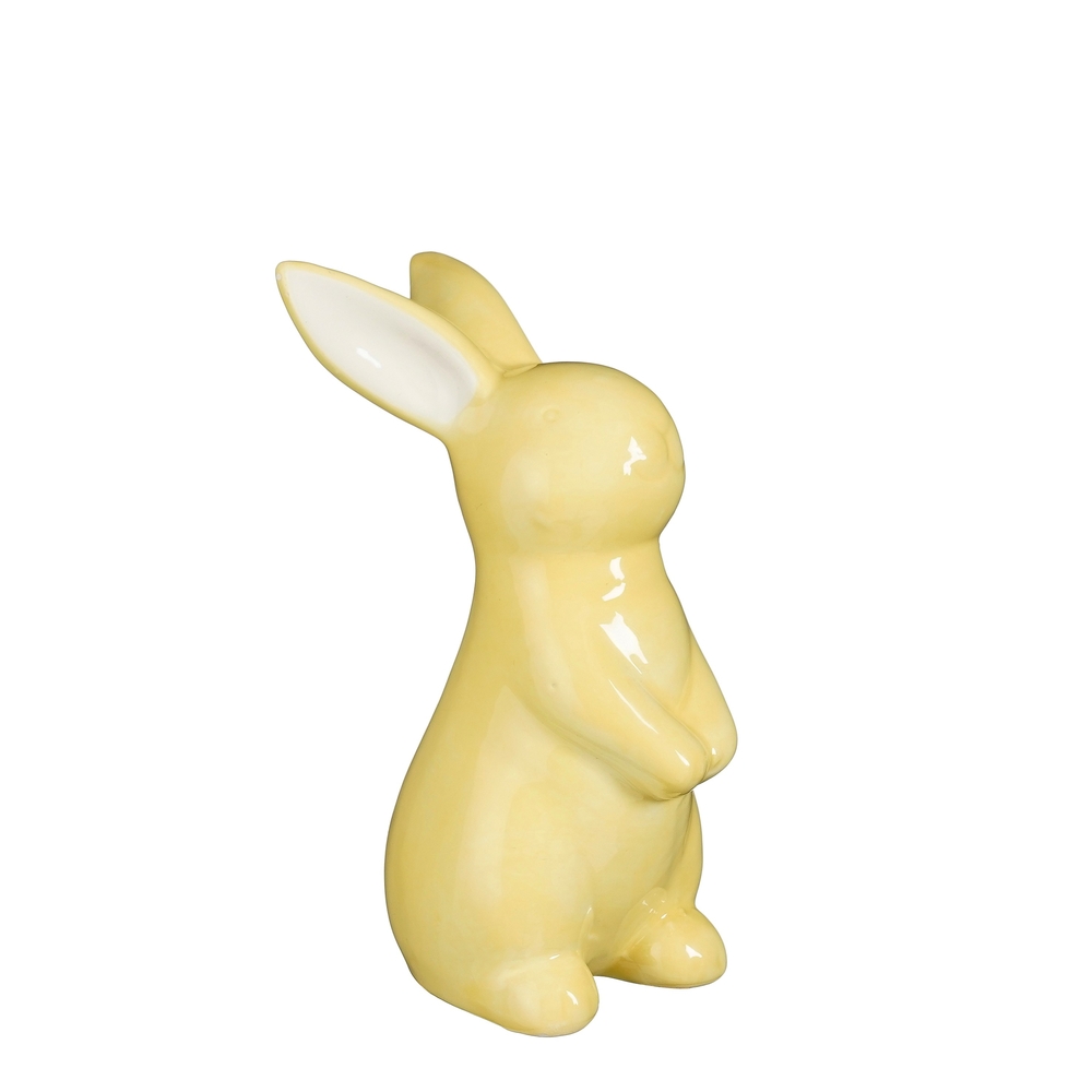 Décoration de lapin en dolomite, coloris jaune - H.13cm