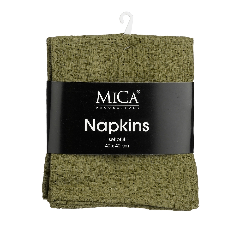 Lot de 4 serviettes 'Mandy', coloris vert - L.40xl.40cm