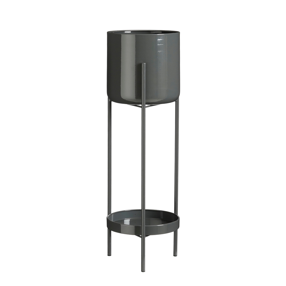 Cache-pot sur pied 'Colyn', coloris noir - H.6xD.19cm