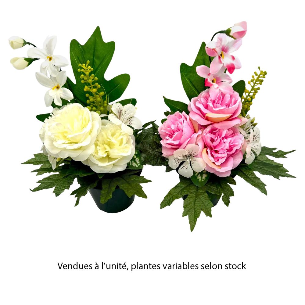Composition florale artificielle, coloris variables : coupe D.28cm