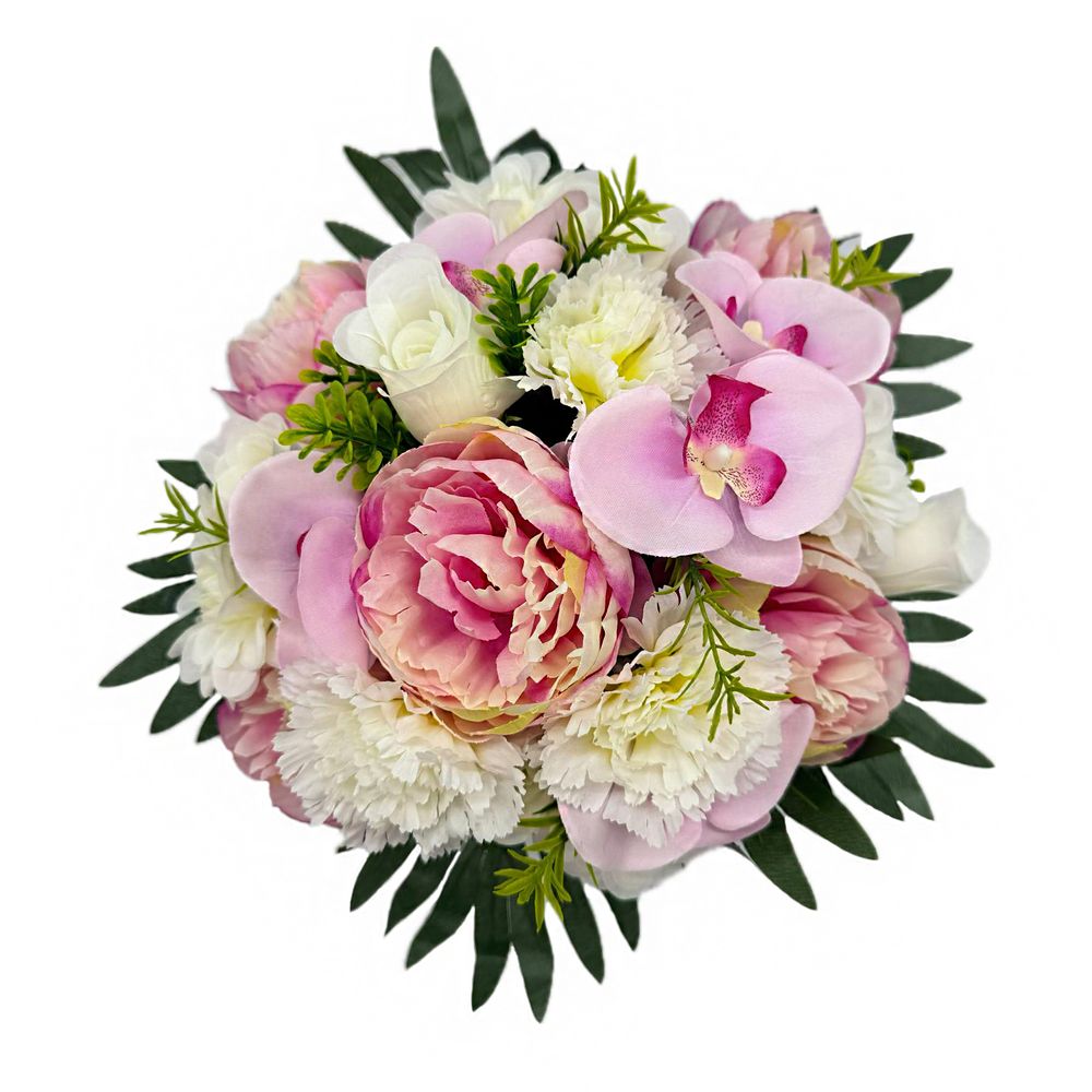 Composition florale artificielle, coloris rose : pot D.40cm